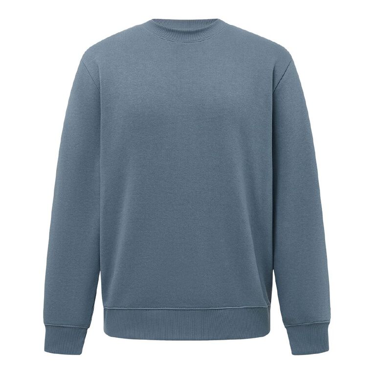 H&H Men's Plain Crew Sweatshirt, Blue Dark, hi-res