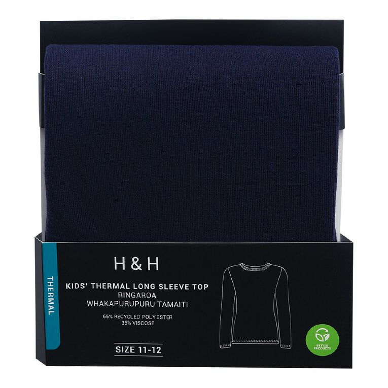 H&H Kids' Thermal Long Sleeve Tee, Blue Dark, hi-res