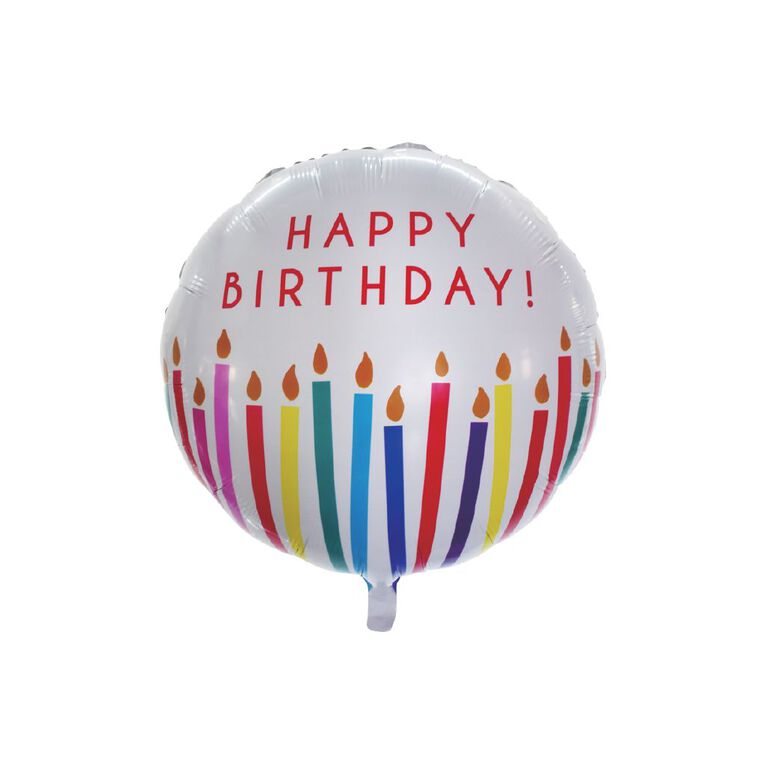 Party Inc Happy Birthday Foil Balloon White 78cm, , hi-res