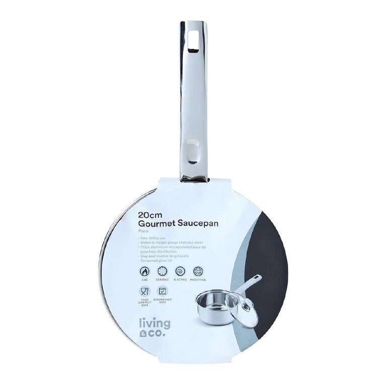 Living & Co Gourmet Saucepan Stainless Steel 20cm, , hi-res