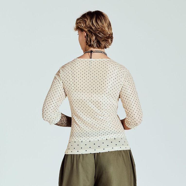 BRDRLESS Mila Mesh 3/4 Sleeve Top, Yellow Light, hi-res