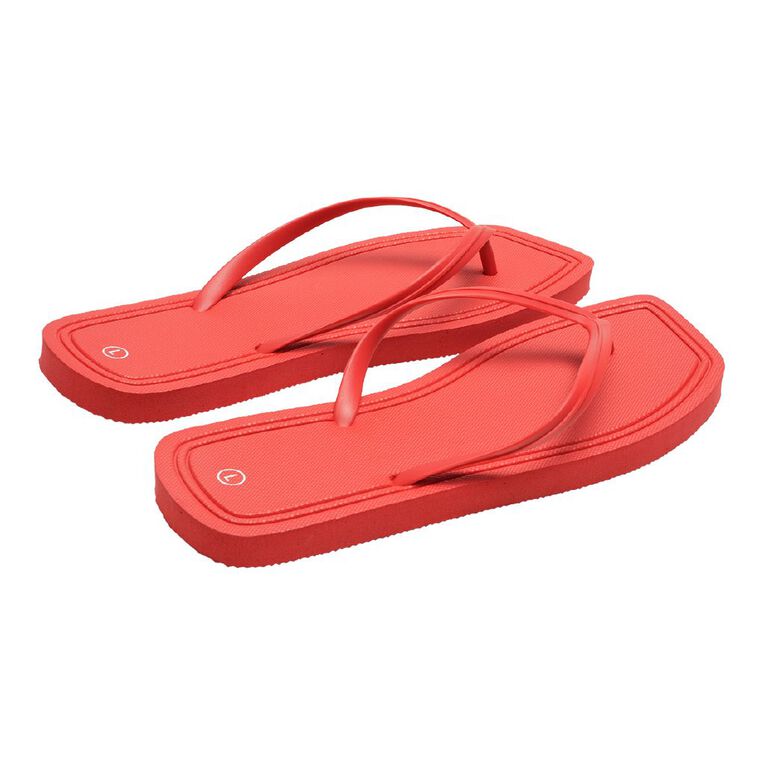 H&H Women's Square Toe Plain Jandals, Red, hi-res