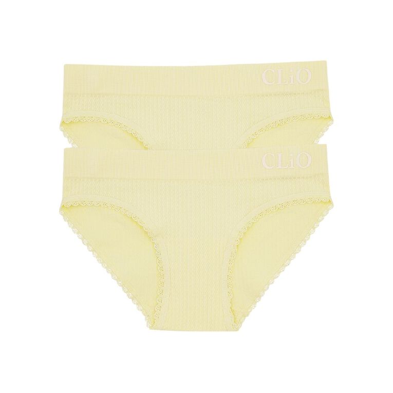 Clio Teen Seamfree Bikini Briefs 2 Pack, Yellow Light, hi-res