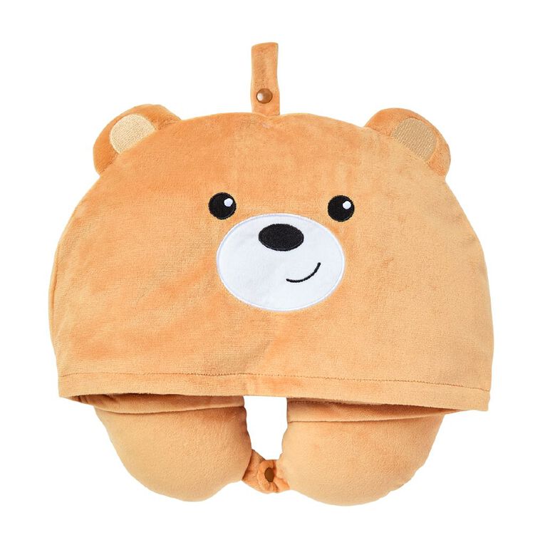 Living & Co Hooded Travel Pillow Bear, , hi-res
