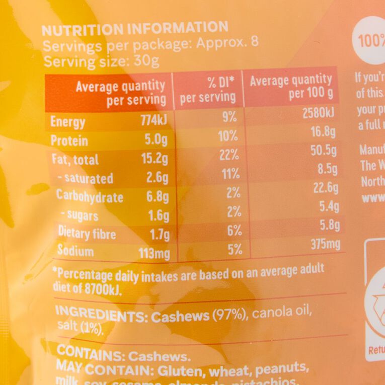 Market Kitchen Roasted & Salted Cashews 250g, , hi-res