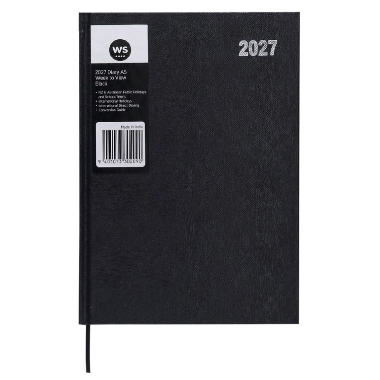 WS 2027 Diary A5 Week to View Black, , hi-res