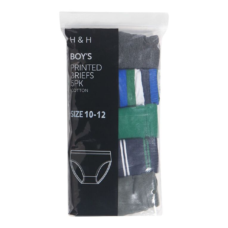 H&H Kids' Briefs 5 Pack, Green Mid, hi-res