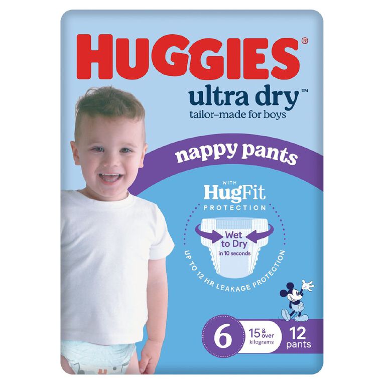 Huggies Ultra Dry Nappy Pants Junior Boy's Size 6 15+kg 12 Pack, , hi-res