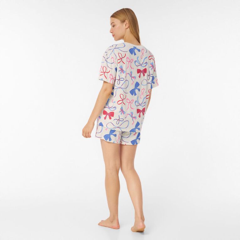 H&H Women's Boxy Tee & Shorts Pyjama Set, Cream, hi-res