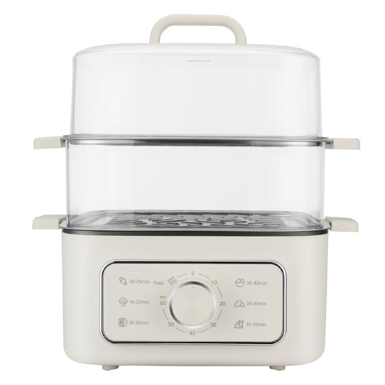 Living & Co 2 Tier Steamer Cream, , hi-res