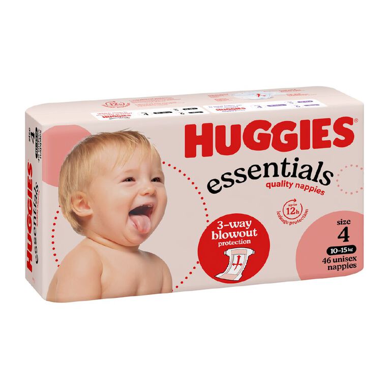 Huggies Essential Nappy Size 4 10-15kg 46 Pack, , hi-res