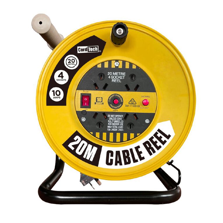 CordTech HD Cable Reel 20M with 4 Outlets, , hi-res