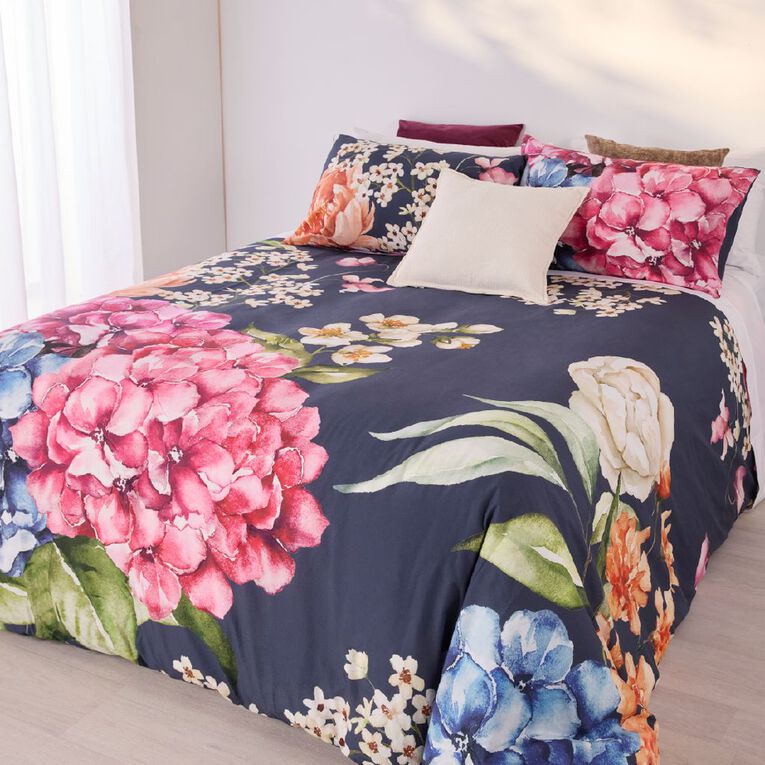 Living & Co Duvet Cover Set Washed Cotton Rosewood Multi-Coloured Double, , hi-res