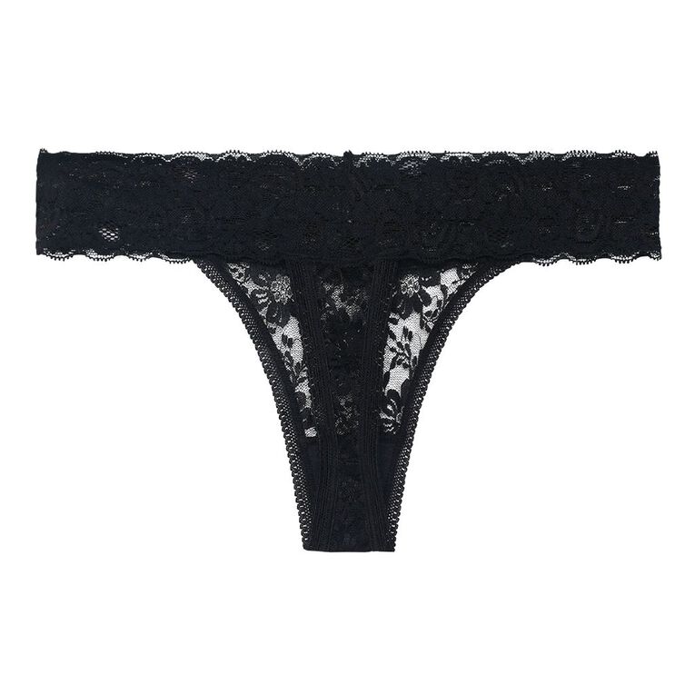 H&H Women's Poppy Lace G-String, Black, hi-res
