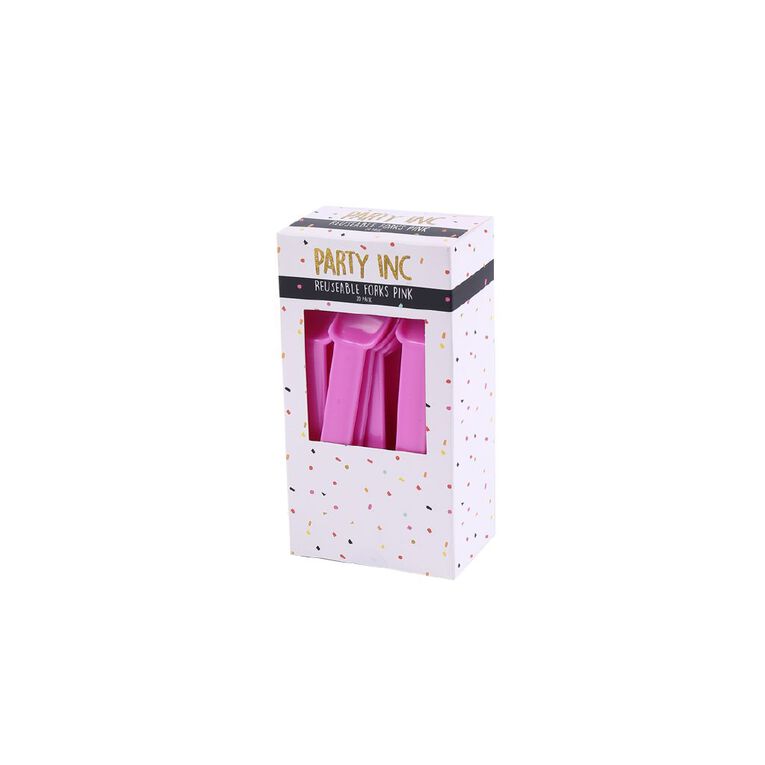 Party Inc Reuseable Forks Pink 20 Pack, , hi-res