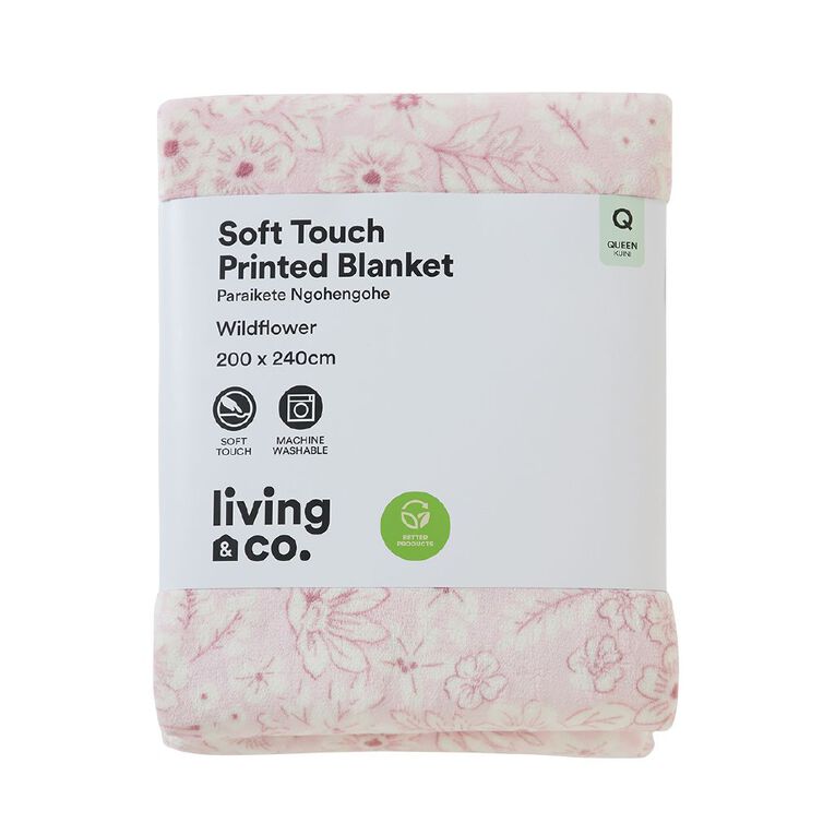 Living & Co Printed Blanket floral Pink Queen, , hi-res
