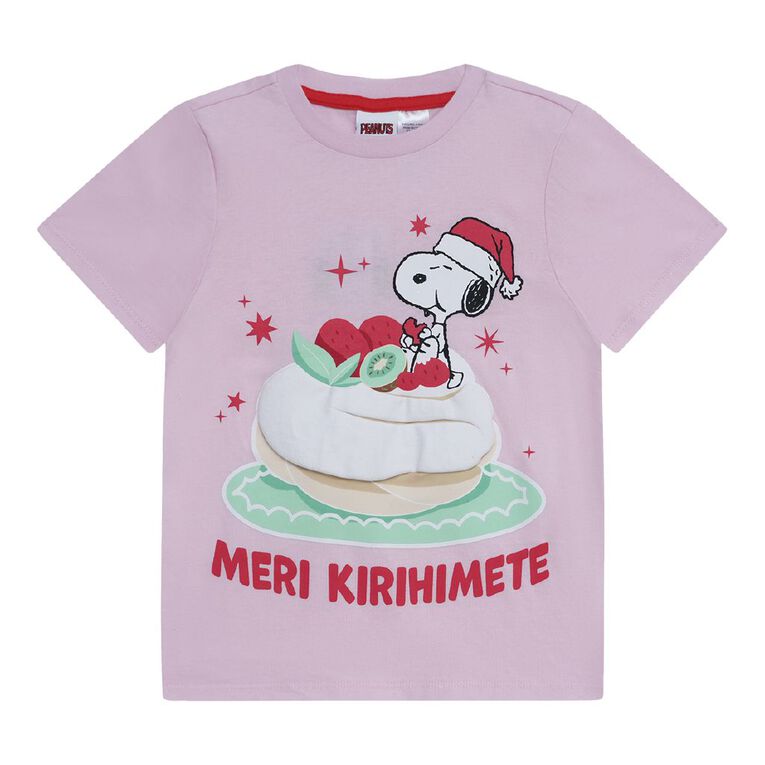 Peanuts Short Sleeve Christmas Tee, Pink Light, hi-res