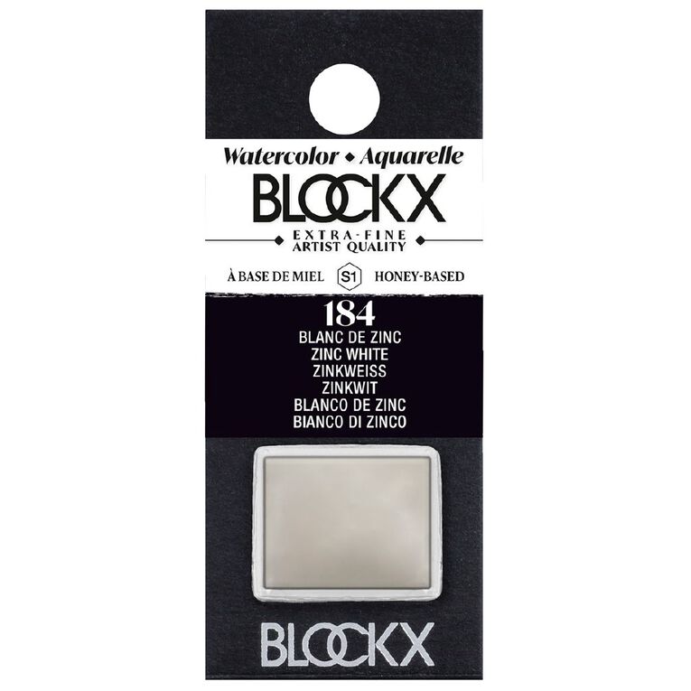 BLOCKX Watercolour Half Pan S1 184 Zinc White White, , hi-res