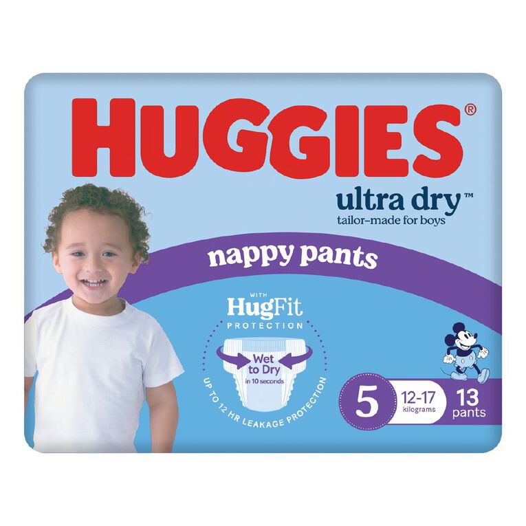 Huggies Ultra Dry Nappy Pants Walker Boy 13 Pack Size 5 12-17kg, , hi-res