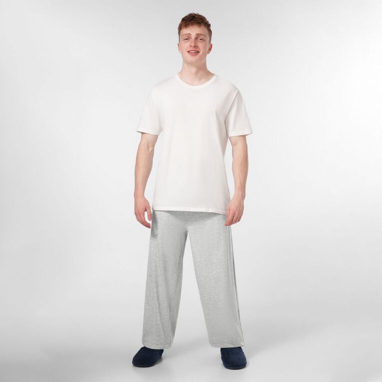 H&H Men's Plain Knit Pyjama Pants, Grey Marle, hi-res