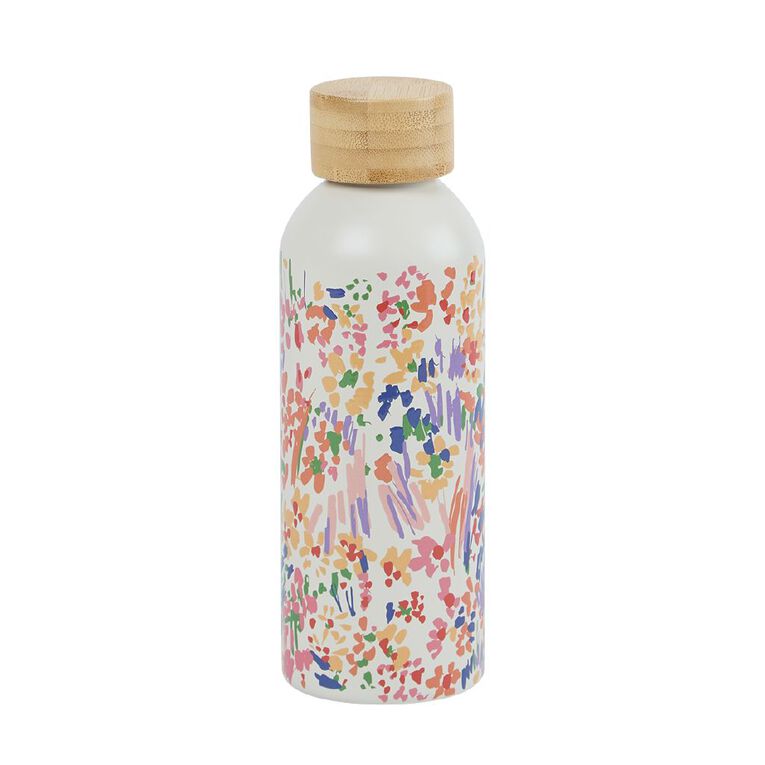 Living & Co Stainless Steel Large Floral Bottle Multi-Coloured 500ml, , hi-res