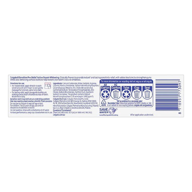 Colgate Sensitive Pro Relief Multi Protection Toothpaste 110g, , hi-res