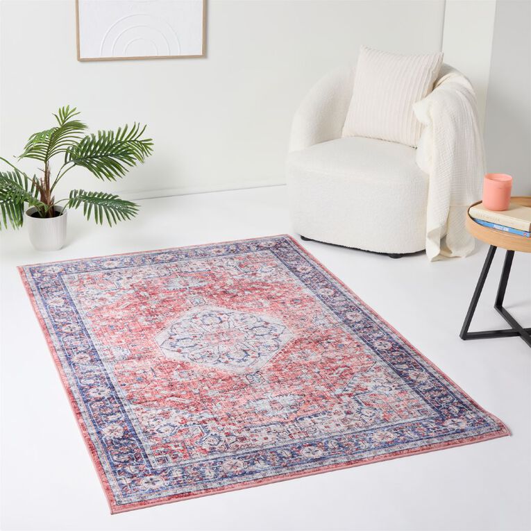 Living & Co Printed Rug Red 120cm x 180cm, , hi-res