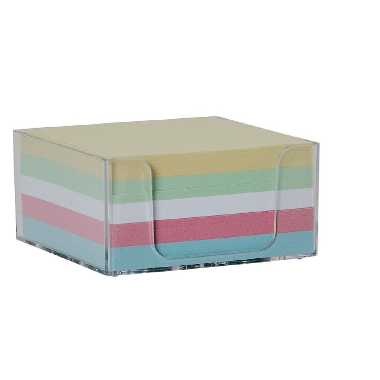 WS Memo Holder Clear Acrylic Half Size Pastel 500 Sheets, , hi-res