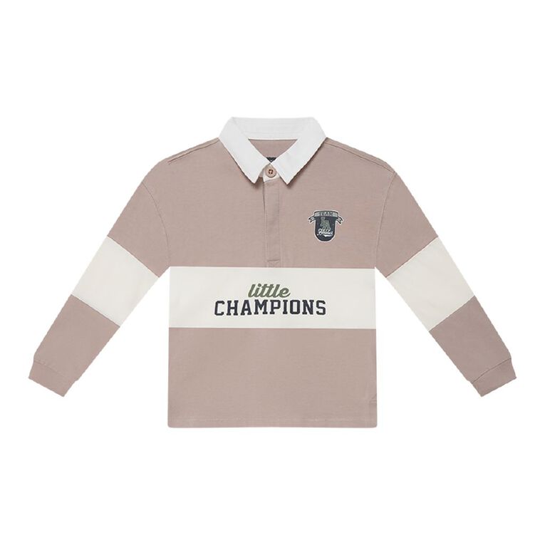 Young Original Long Sleeve Rugby Polo, Brown Light, hi-res