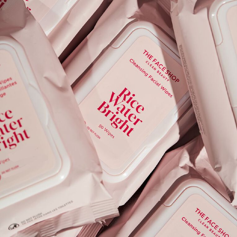 The Face Shop Rice Water Bright Cleansing Wipes 50 Pack, , hi-res