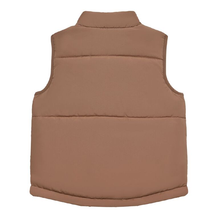 Young Original Toddler Boys Contrast Puffer Vest, Brown Light, hi-res