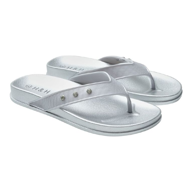H&H Women's Bling Jandals, Silver, hi-res