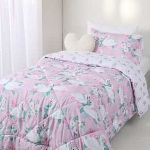 Living & Co Kids Microfibre Comforter Set Swans King Single