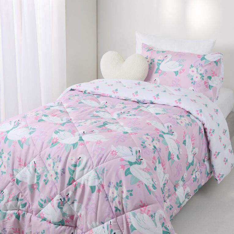 Living & Co Kids Microfibre Comforter Set Swans King Single, , hi-res