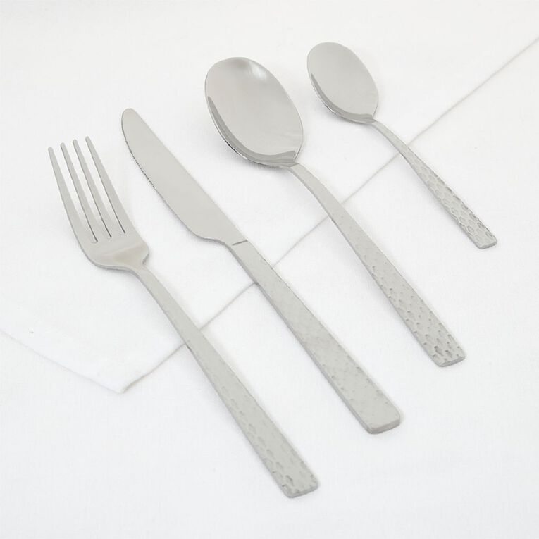 Living & Co Cutlery Set Textured Stainless Steel 16 Piece, , hi-res