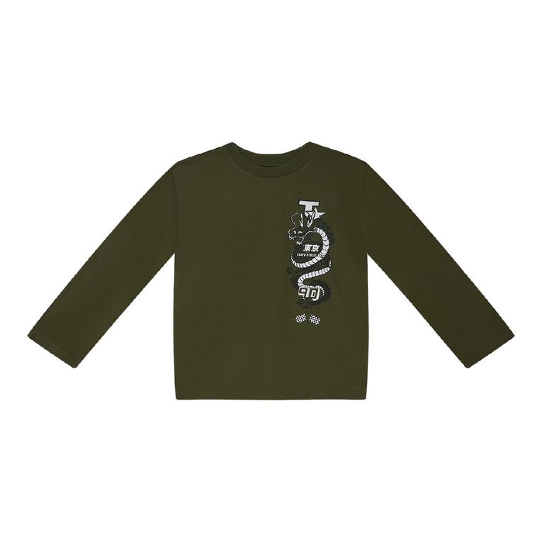 Young Original Long Sleeve Print Tee, Green Dark, hi-res