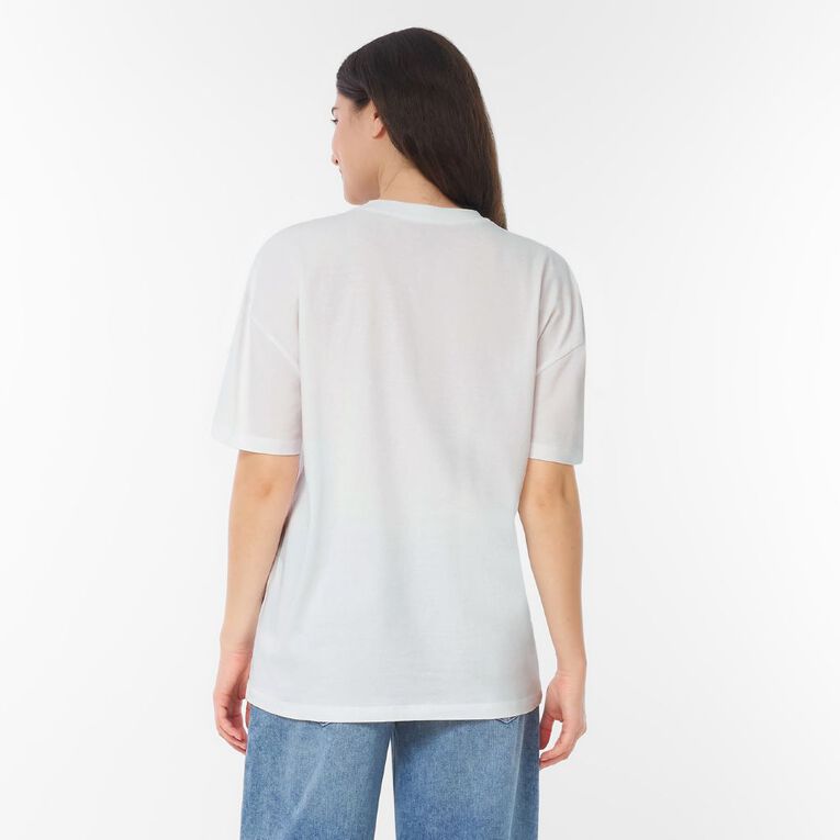 H&H Women's Short Sleeve Boyfriend Graphic Tee, White KAIMOANA, hi-res