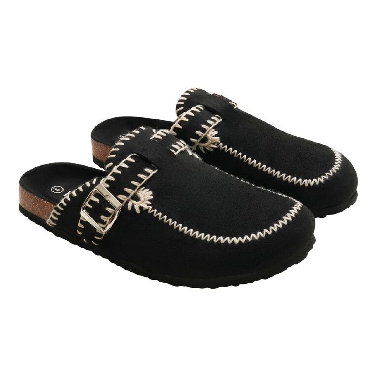 H&H Women's Cassidy Stitch Slip On Clog, Black, hi-res