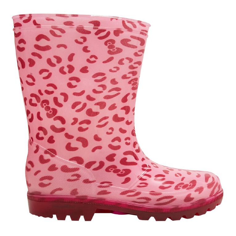 Young Original Senior Kids' Printed Light Up Gumboots, Pink, hi-res