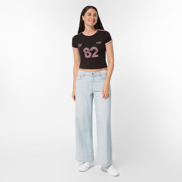 H&H Women's Short Sleeve Ringer Tee, Brown Dark, hi-res