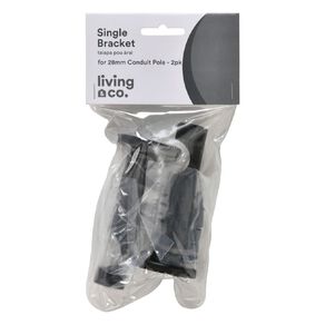 Living & Co Single Bracket Pack For 28mm Conduit Rod 2 Pack Black