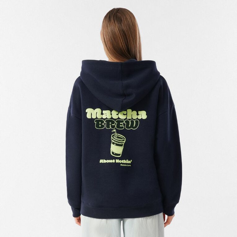 H&H Women's Long Sleeve Cordless Graphic Hood, Blue Dark, hi-res