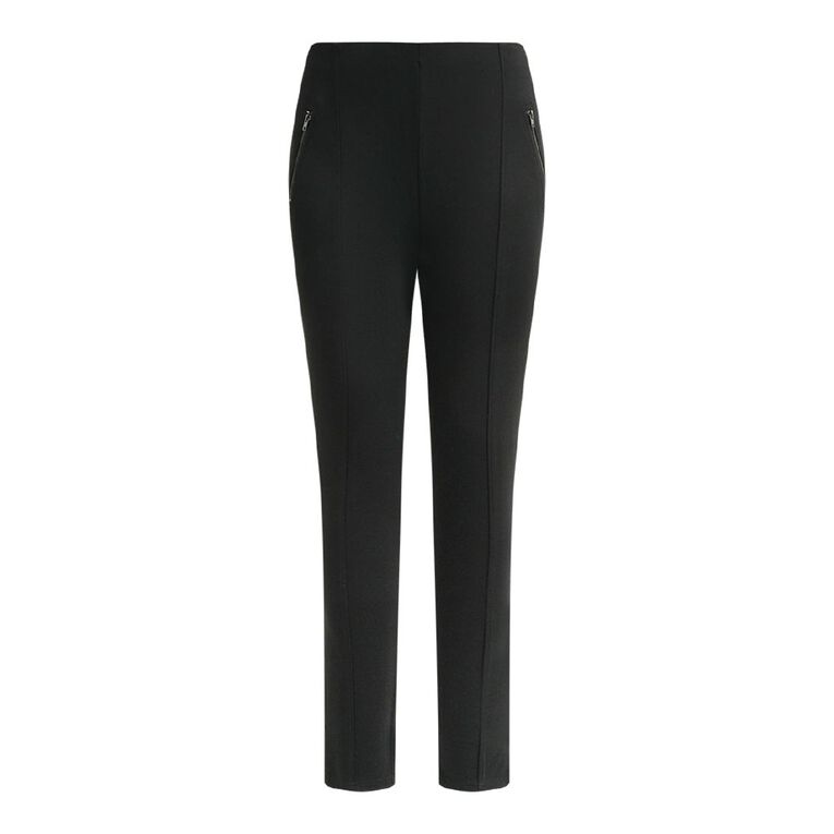 H&H Women's Ponte Zip Detail Pants, Black, hi-res