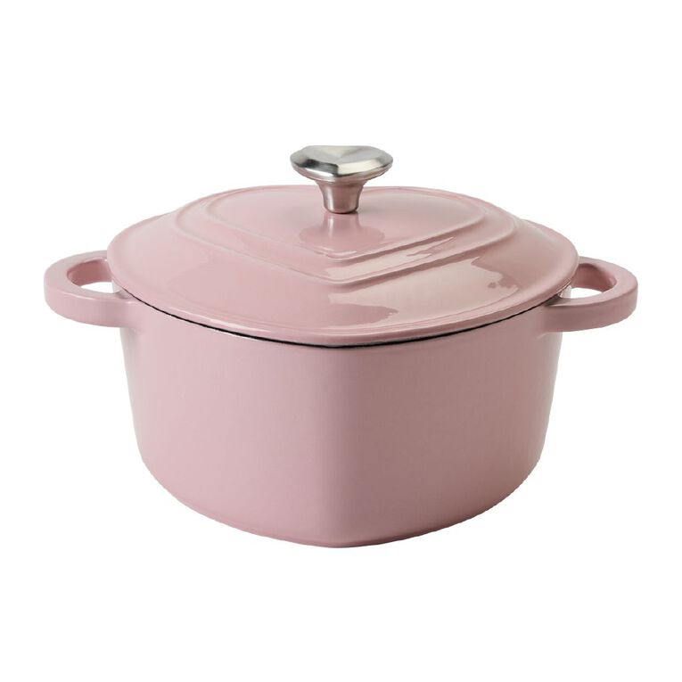Living & Co Cast Iron Casserole Heart Pink, , hi-res