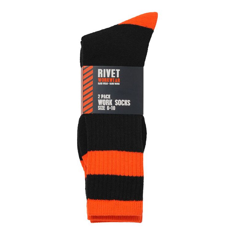 Rivet Men's Fluoro Work Socks 2 Pack, Orange, hi-res