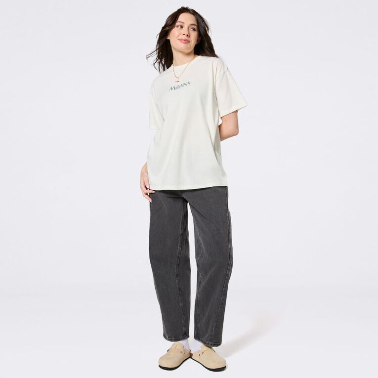 H&H Moana Women's Short Sleeve Moana Stingray Print Tee, Cream, hi-res