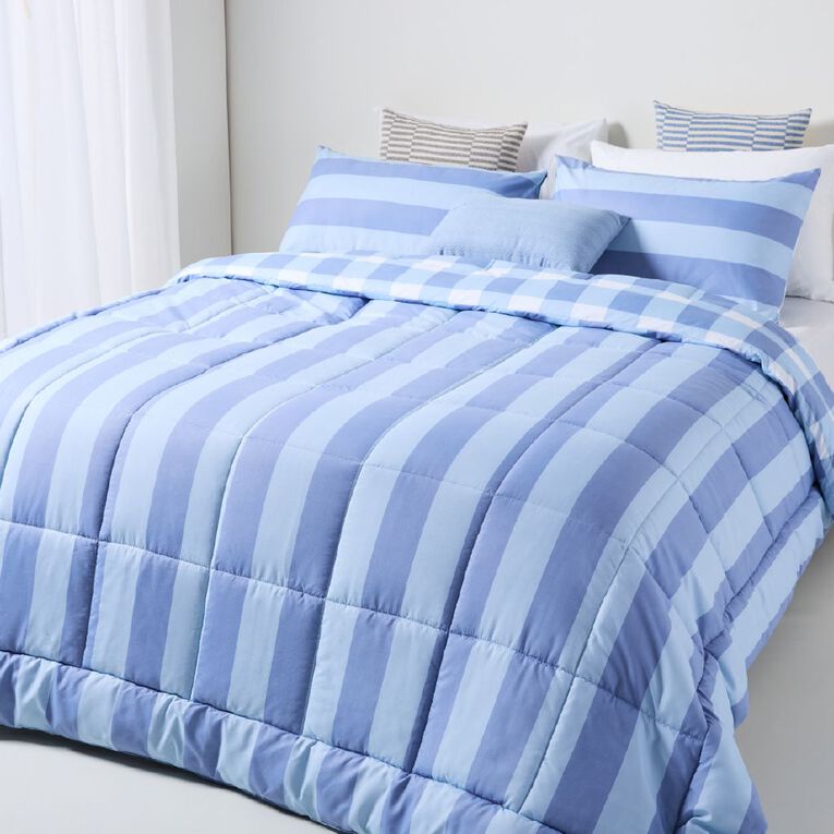 Living & Co 3 Piece Comforter Set Printed Circa Blue King, , hi-res
