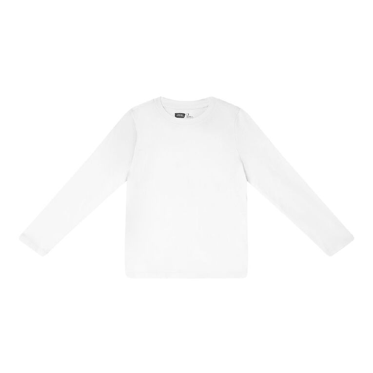 Young Original Plain Long Sleeve Tee, White, hi-res