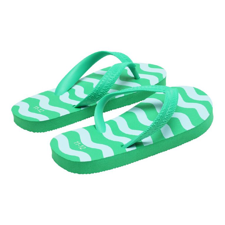Young Original Senior Kids' Printed Jandals, Green, hi-res
