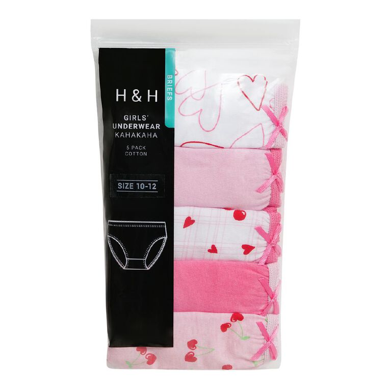 H&H Girls' Briefs 5 Pack, Pink Light, hi-res